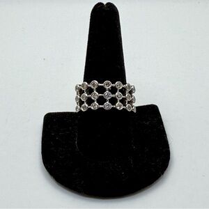 Premier Designs Gilford Ring Silver Tone Thick Band CZ Size 10.5